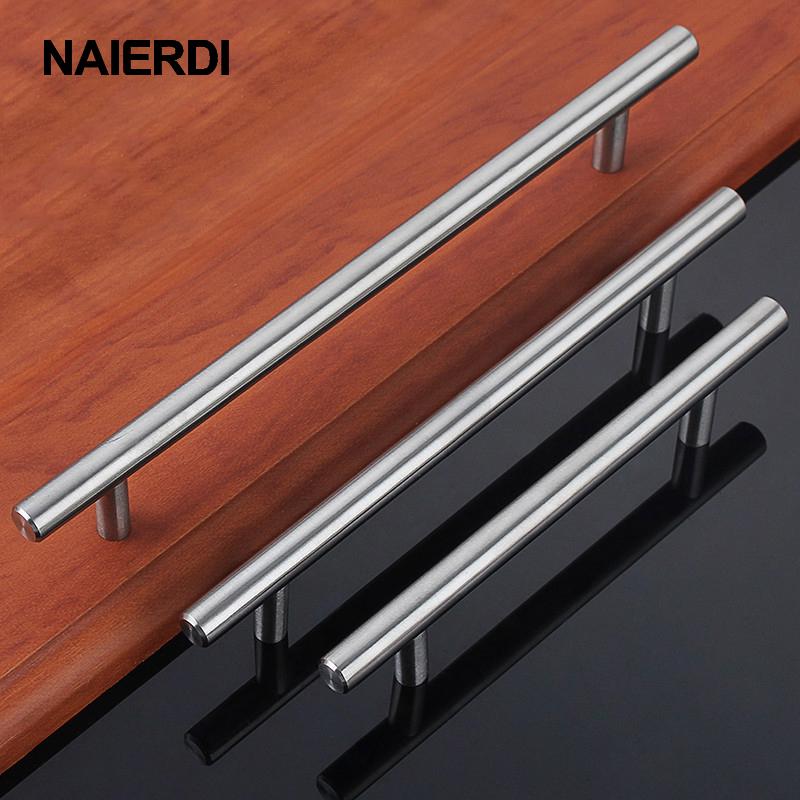 NAIERDI Furniture Stainless Steel Handles 10mm Kitchen Door Cabinet Pulls Drawer Knobs Hardware