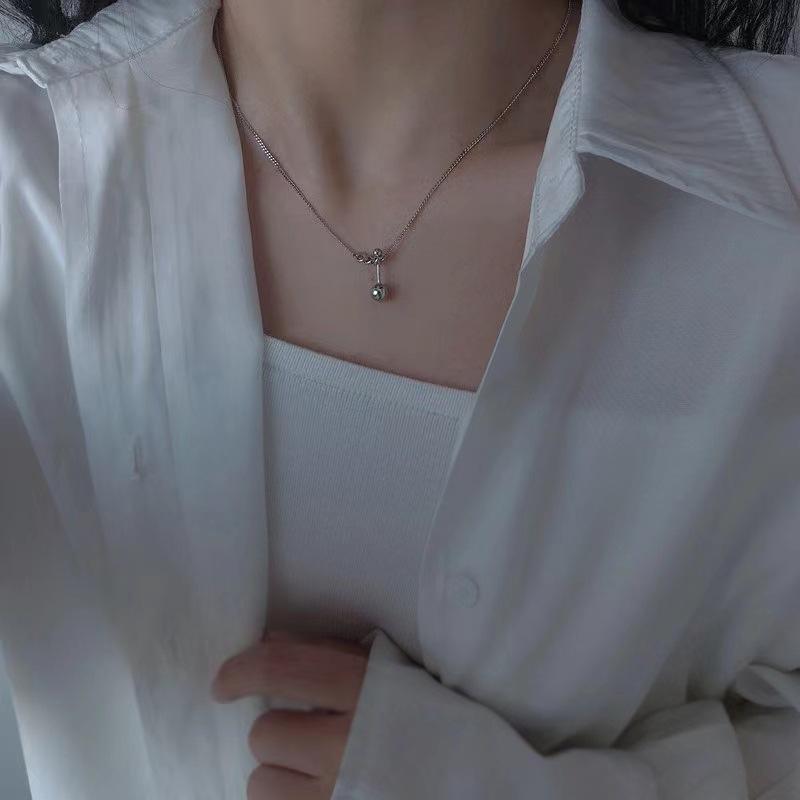Balance Ball Pendant Necklace Simple Fashion Cold Style Accessories Summer Niche Hip Hop Personality Collarbone Chain