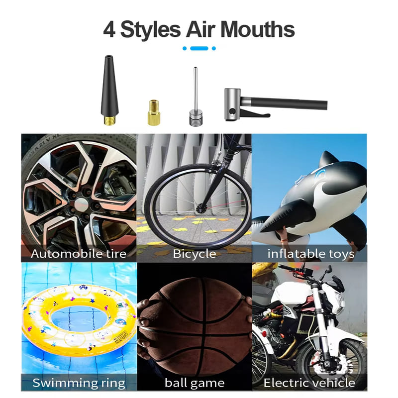 Small Wireless Air Pump Air Compressor for Bicycle Car Tire Inflator Portable Rechargeable Outdoor 150PSI Motorcycle Electric Vehicle Air Pump