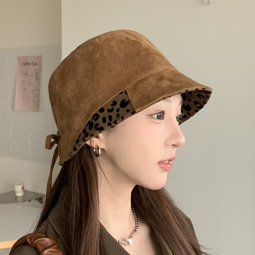 Suede Fisherman Hat New Women's Autumn and Winter Versatile Casual Plain Basin Hat Big Head Circumference Temperament Face Covering Bucket Hat