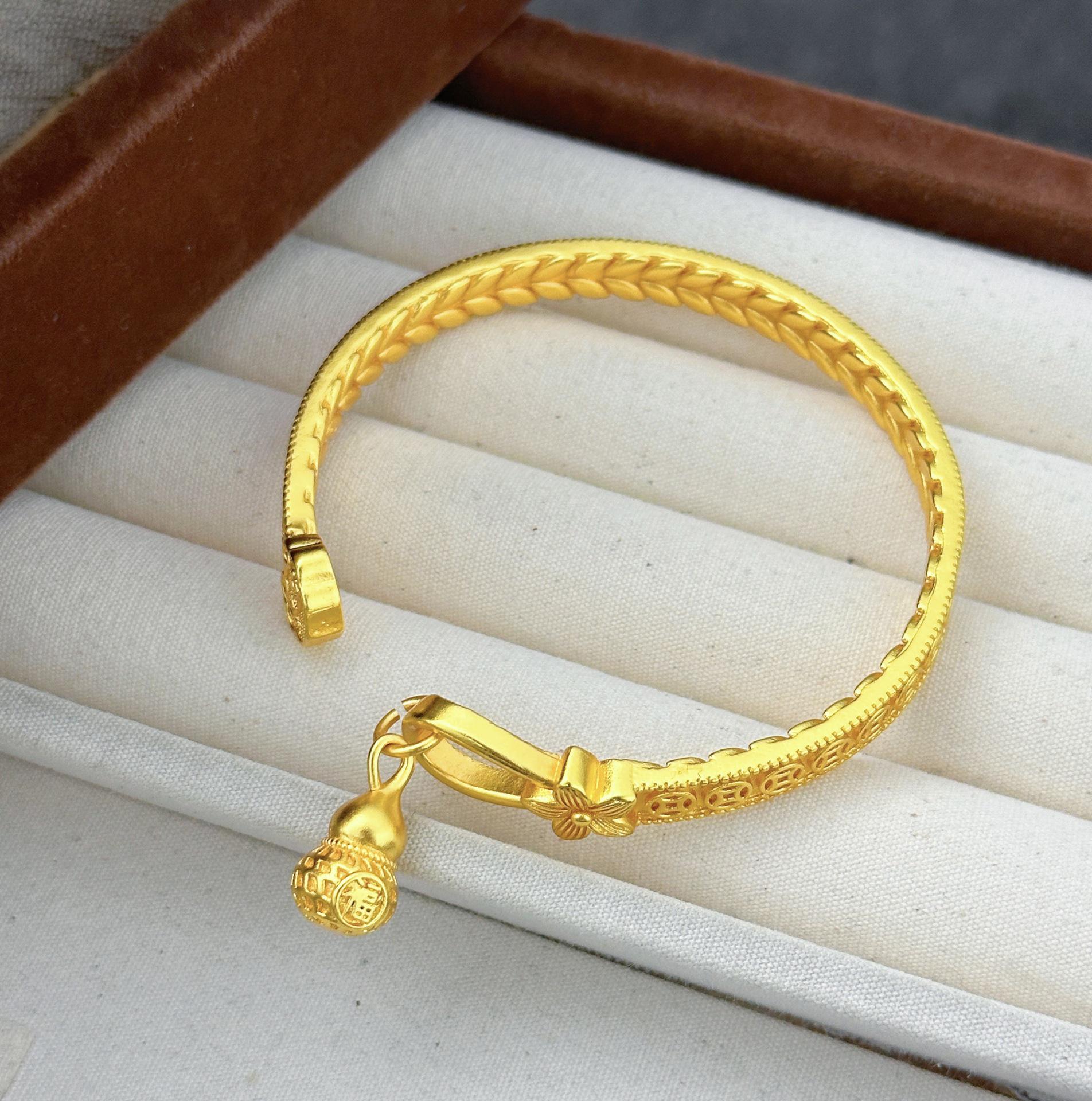 Вьетнамское песочное золото Браслет  Замок мира  и тыква - Ювелирное изделие в китайском стиле ретро, подарок