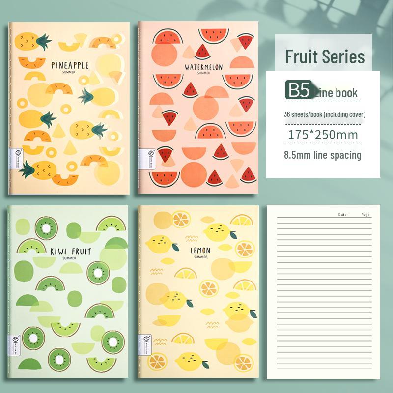 B5 Stitched A5 Cream Notebook with Thick Horizontal Lines for Students