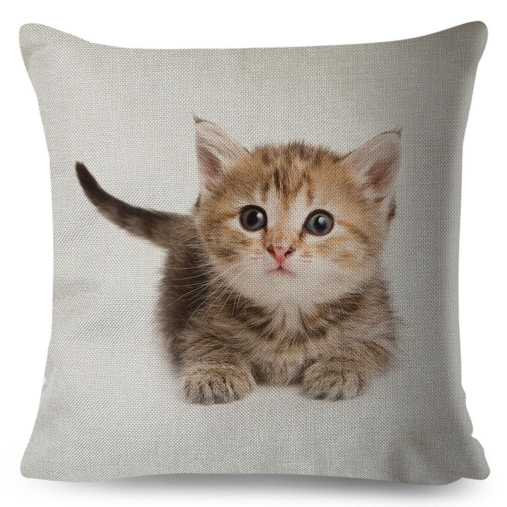 Cute Cat Pillowcase Decor Lovely Pet Animal Print Cojines Cushion Cover Polyester Pillow Case for Home Sofa Children Room 45x45