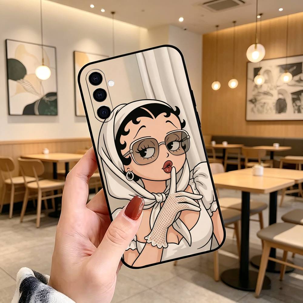 Classic Character Anime B-Bettys Boops  Phone Case Black Silicone Soft For Samsung Galaxy A73,A72,A71,A70,A53,A52,A51