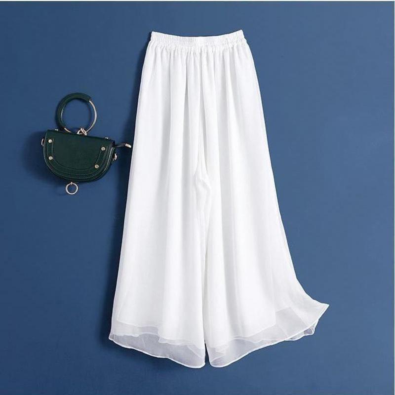 Black Double Layer Wide Leg Chiffon Pants - Ancient Style Dancewear for Spring, Summer, Autumn