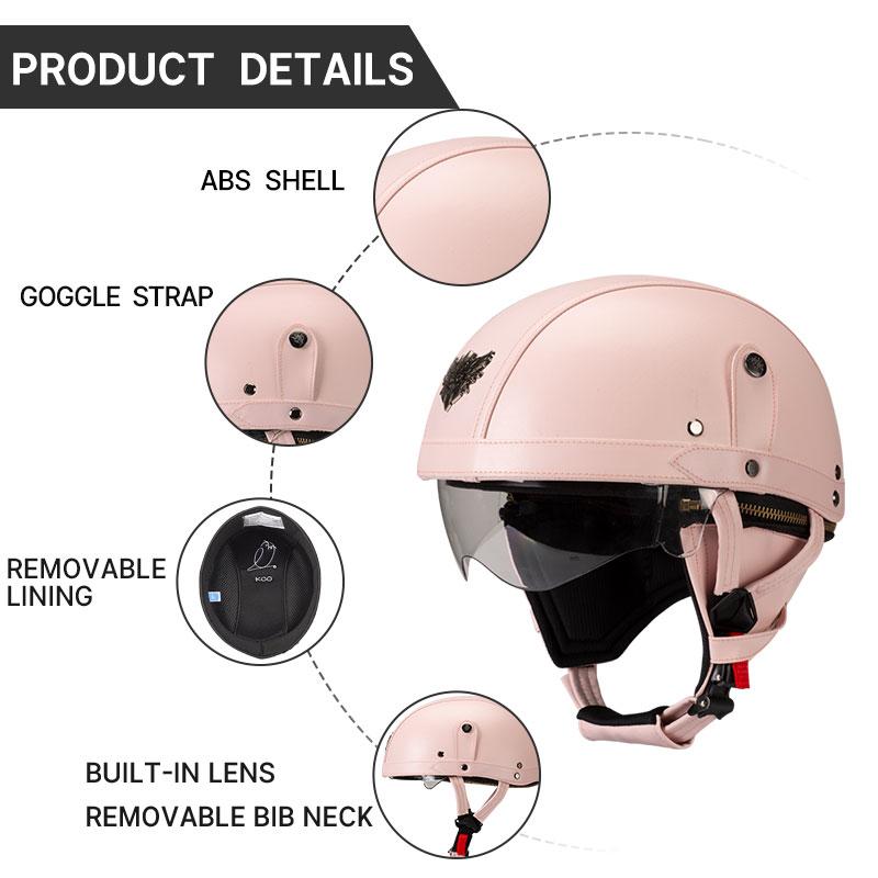 Vintage Half Face Motorcycle Helmet Motorbike Helmets Men Women Unisex Scooter Summer Helmet Black Brown DOT Approved Casque