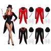 Dames Cirkus Ringmeester Cosplay Kostuum Kleurblok Fluweel Staartjas Jas Lange Mouw Gouden Afwerking met Hoed Handschoenen Toverstaf voor Magisch Podium