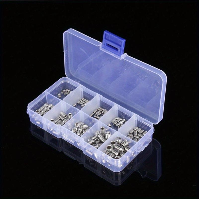 200Pcs/set Stainless Steel Wood Screws Allen Head Socket Hex Set Grub Screw Assortment Cup Point Screw Assortment Kit