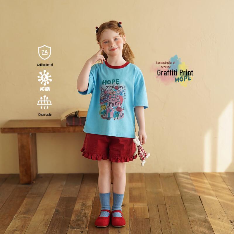 Kids  Color-block Graffiti Print Short-Sleeve T-shirt 120