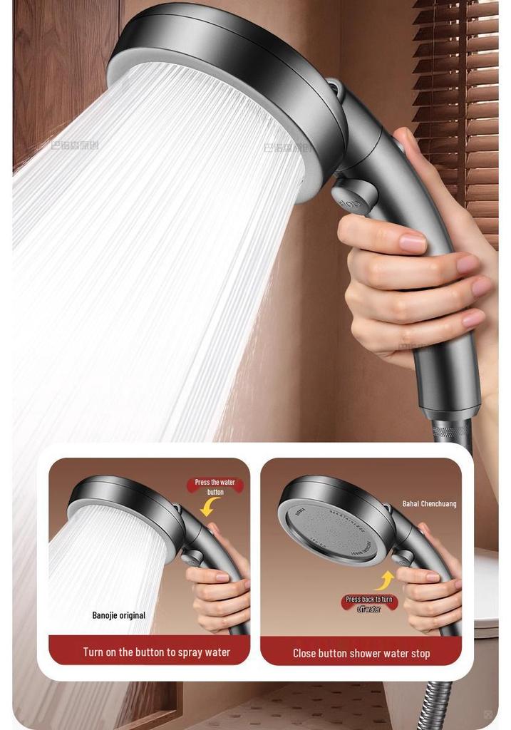 Adjustable Pressurized Elbow Booster Shower Head Faucet for Strong Water Flow