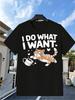 1pc Mens Graphic T Shirt I Do What I Want Playful Cat Print Short Sleeve Crew Neck