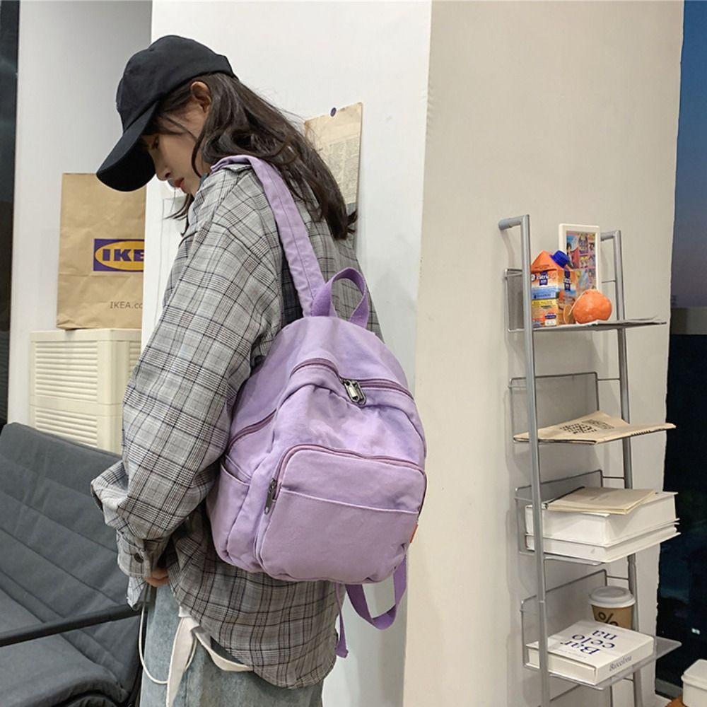 Retro Schoolbag Washable Shoulder Bag High Quality Canvas Leisure Backpack  College Student