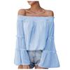 Fashion Flared Long-sleeved Chiffon Off-the-shoulder Neckline Hollow Loose Top