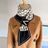 New knitted small scarf women's wool scarf autumn and winter small ears letter camellia narrow scarf