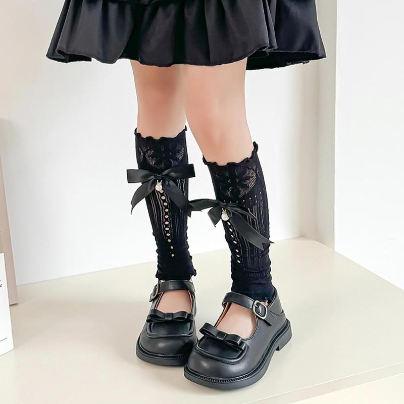 Bowknot Boot Socks Leg Warmers for Teen Girls Long Leg Cover Cute Knee Stockings Child Socks Ankle Heap Sock Breathable