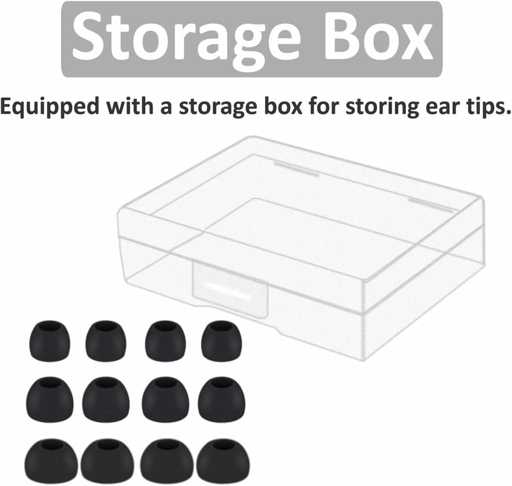 Soft Silicone Eartips for AVIOT and Earfun Air Pro Earphones with a Inner 6 Pairs In Sizes with Storage Black A-Pcas TE-D01v / TE-D01q2 / TE-J1 /