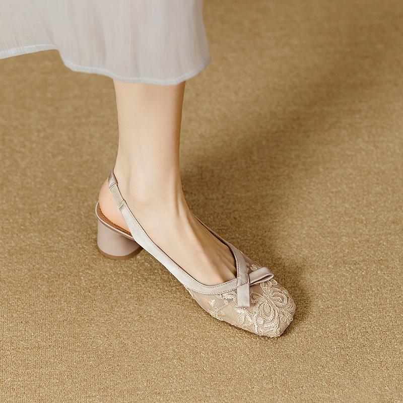 Summer Fashion Hollow Out Women Sandals Casual Slip On Party Dress High Heel Ladies Elegant Singbacks Sandalias Shoes