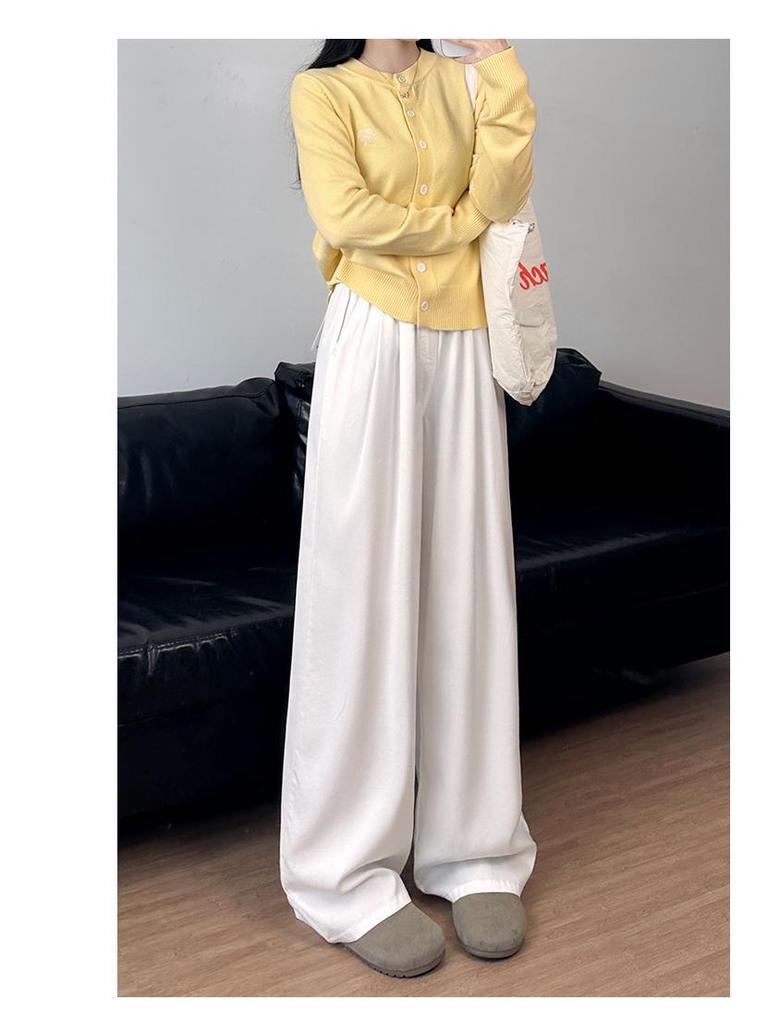 White Yamamoto Women's 2025 Retro High-Waisted Straight Wide-Leg Jeans for Spring/Summer