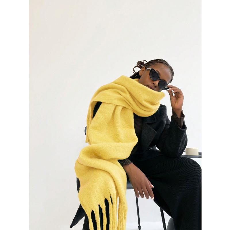 Crain blauer Schal Damen Winter vielseitig verdickt einfarbig Schal Mohair Premium warmer Schal