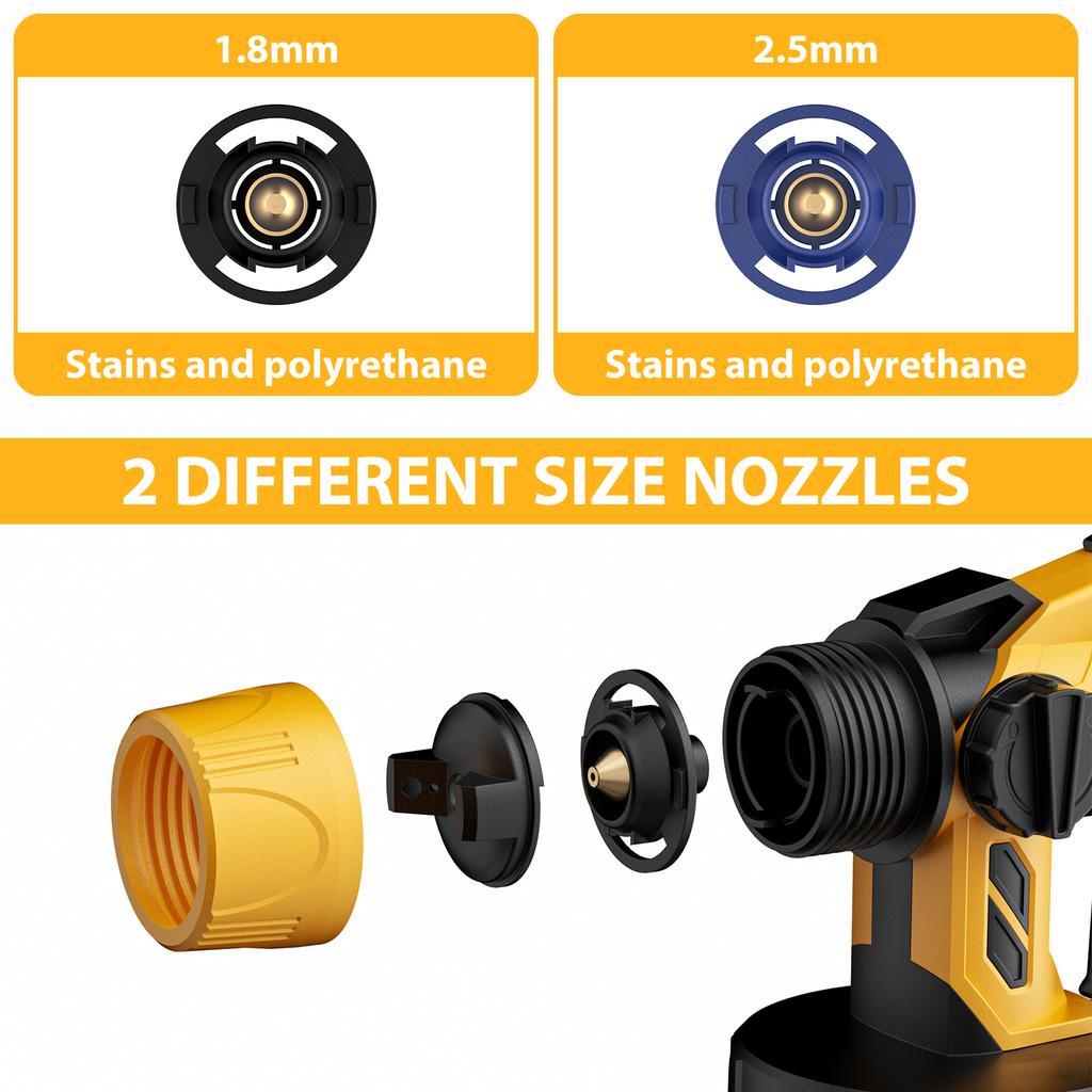 for Dewalt Electric Spray Gun 18V 20V Battery Coating Airbrush 800ML Paint Sprayer High Power with 2 Nozzles for Car Furniture