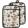 Mushroom Pot Holders with Pockets, Vintage Cottagecore Mushroom Oven Pot Holders Heat Resistant Oven Mitts Hot Pads for Kitchen Baking Cooking