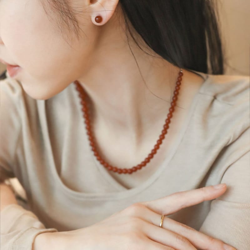 Modernlike Silver 925 Jaman Jade Stone Necklace 4mm