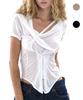 2000Akaibeuseu Gia Draped Top (3 Colors)