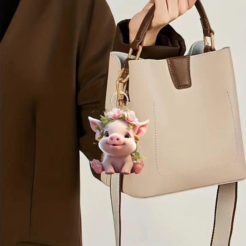 Whimsical Acrylic Pig Hanging Decoration For Playful Car Styling Interior
