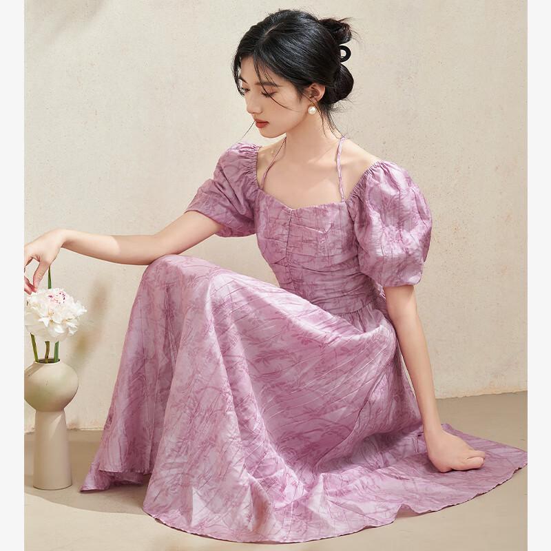 Xiyu French Romantic Pleated A-Line Maxi Dress