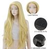 VOCOSTE Heat Resistant Lace Front Wig, Long Natural Curly Synthetic Fiber, Blonde, 61cm, for Girls, Everyday Use