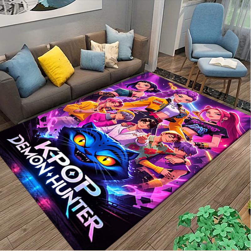 1pc Kpop Demon Hunters Rug, Comfortable Printed Home Area Carpet, Cozy Office Chair Rug