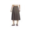 Nike Dri-Fit 24.7 Perfect Stretch Fashion Quick-Dry Pleated Solid Casual Long Skirt Women Skirts Mineral-Grey Baroque-Brown HQ8154-004