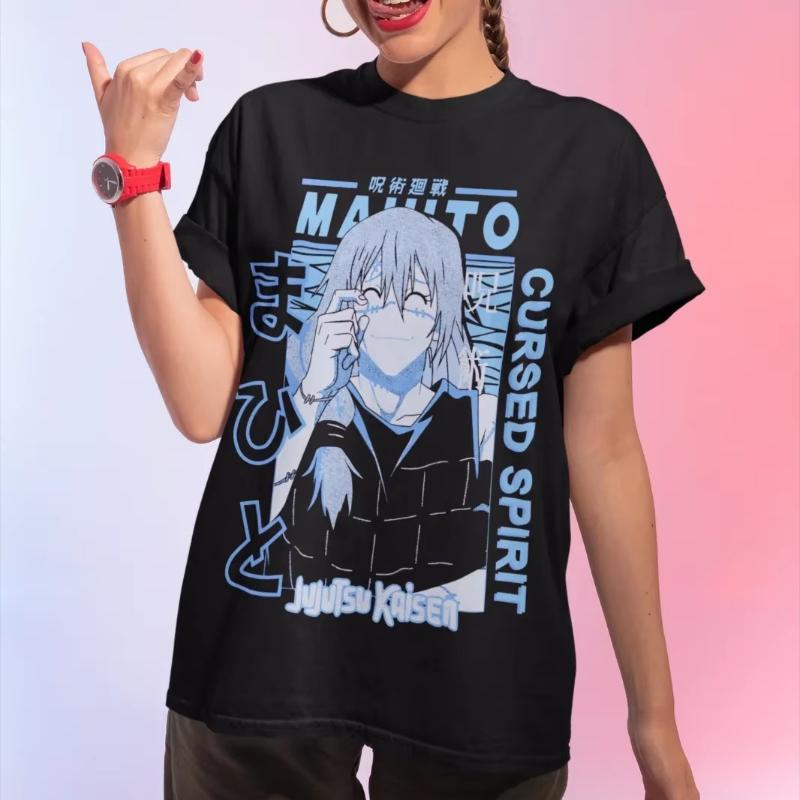Jujutsu Kaisen Mahito Curse Anime Printed T-shirt Men s and Women s T-shirt Men s Top Sports T-shirt Summer New Tee XS чёрный