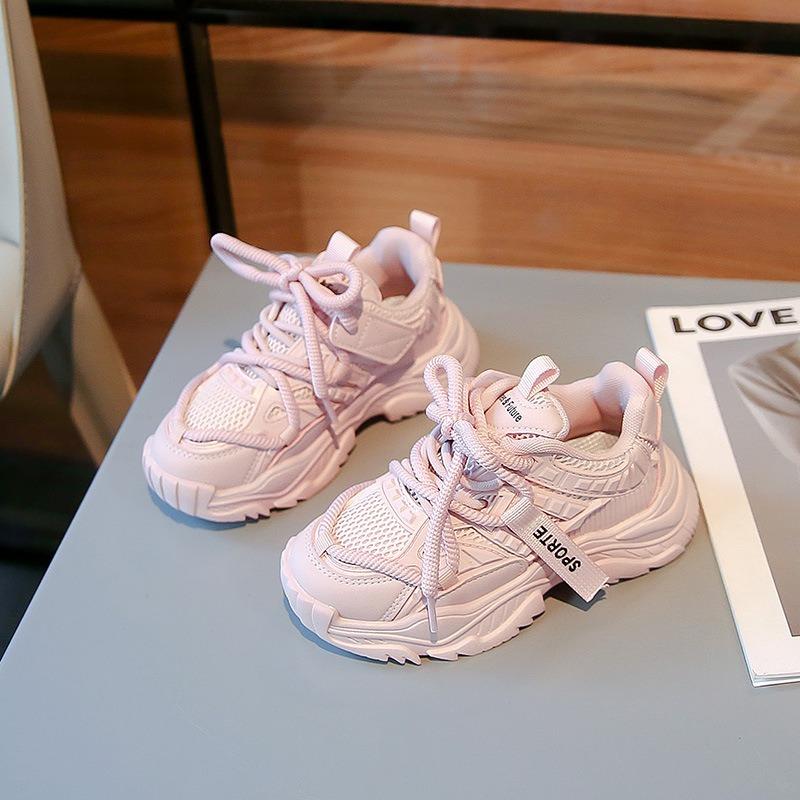 Girls' Sports Shoes Spring New Breathable Children's Daddy Shoes Soft Soles Students Running Shoes Students Small White Shoes