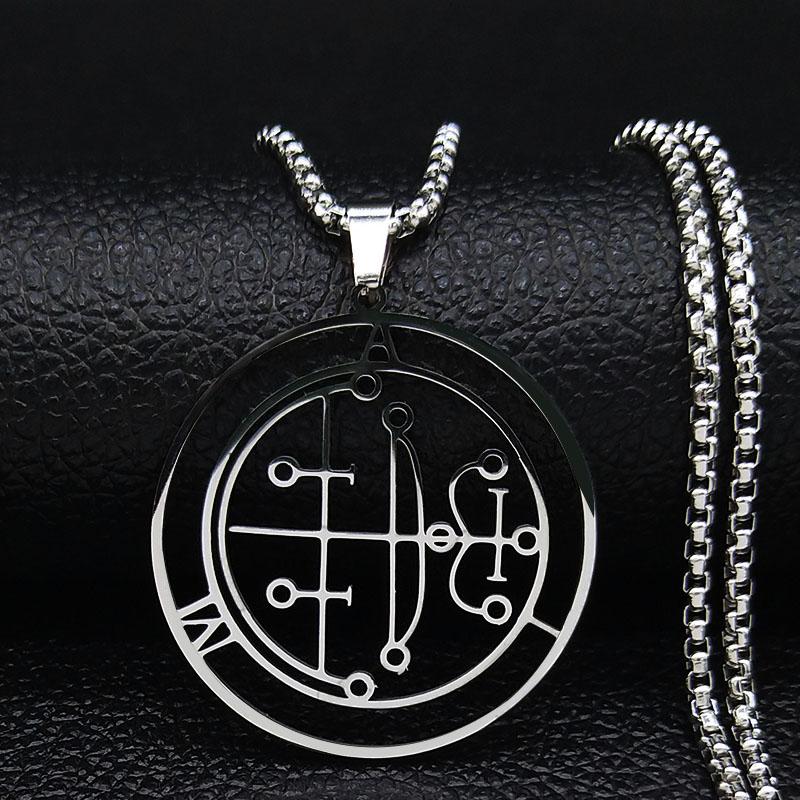 Astaroth Sigil Goetia Stainless Steel Necklace Solomon Demon Seal Satan Sigil satanique patch PIN Jewelry collier femme N7156S03
