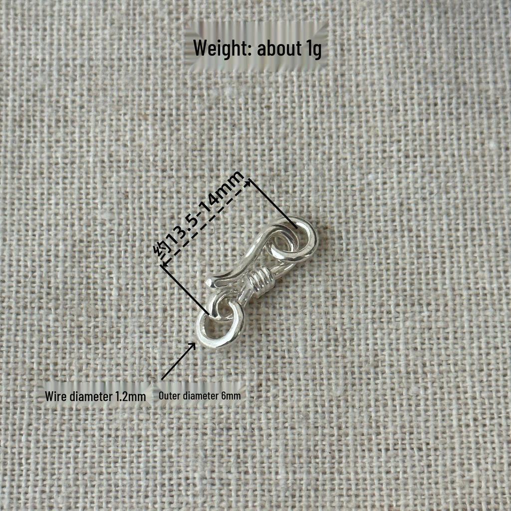 Handmade Thai Silver Double Ring S-Clasp Bracelet DIY Accessory 0009