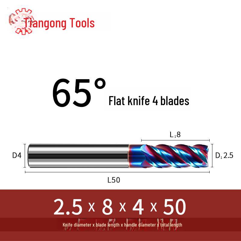 Freză Tiangong 65° din Carbură de Tungsten, Freză Frontală CNC Acoperită cu 4 muchii