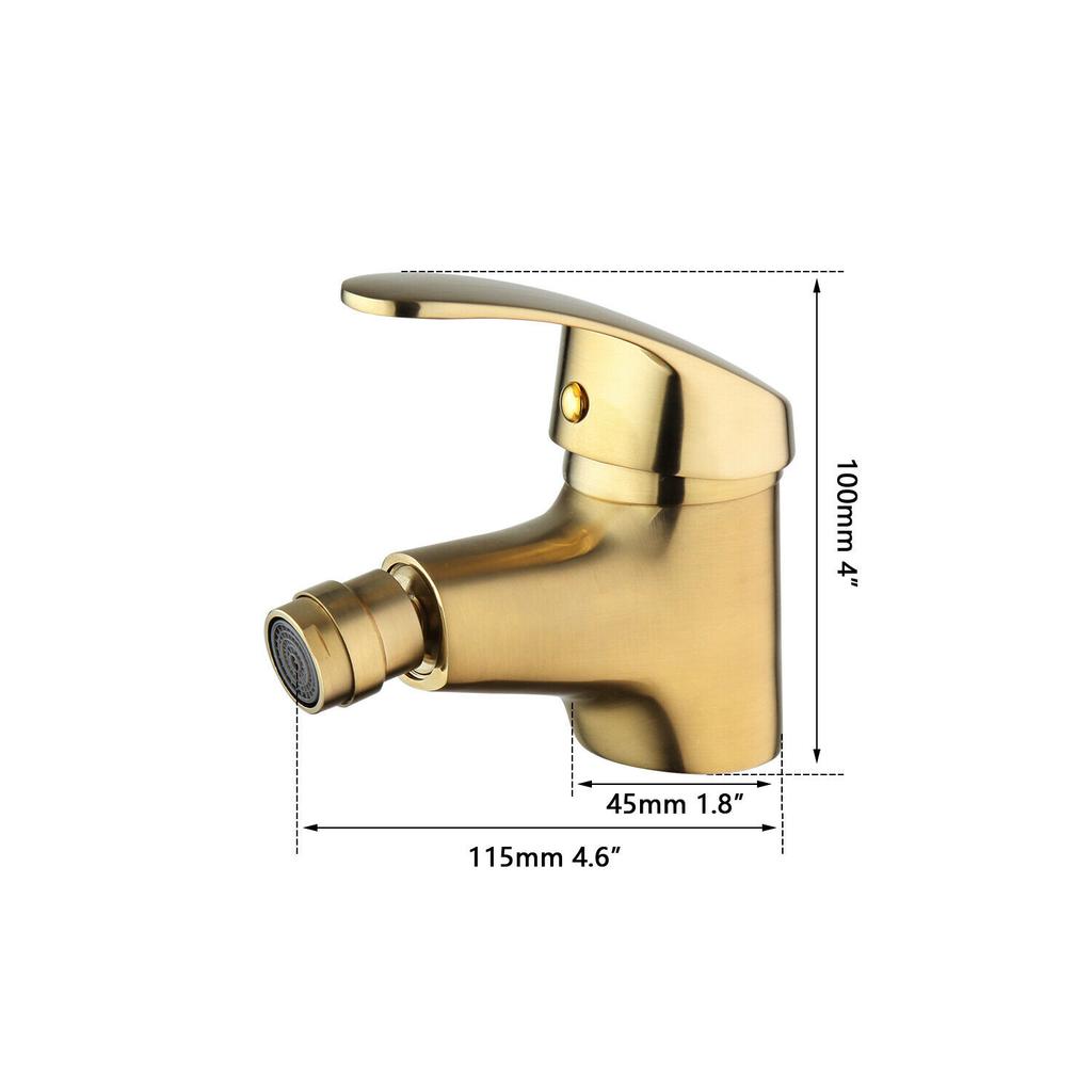 Brushed Gold Stainless Steel Single Hole Ceramic Bathroom Bidet Faucet Wash Basin Sink Mixer Tap Waterfall Spout Hot & Cold
