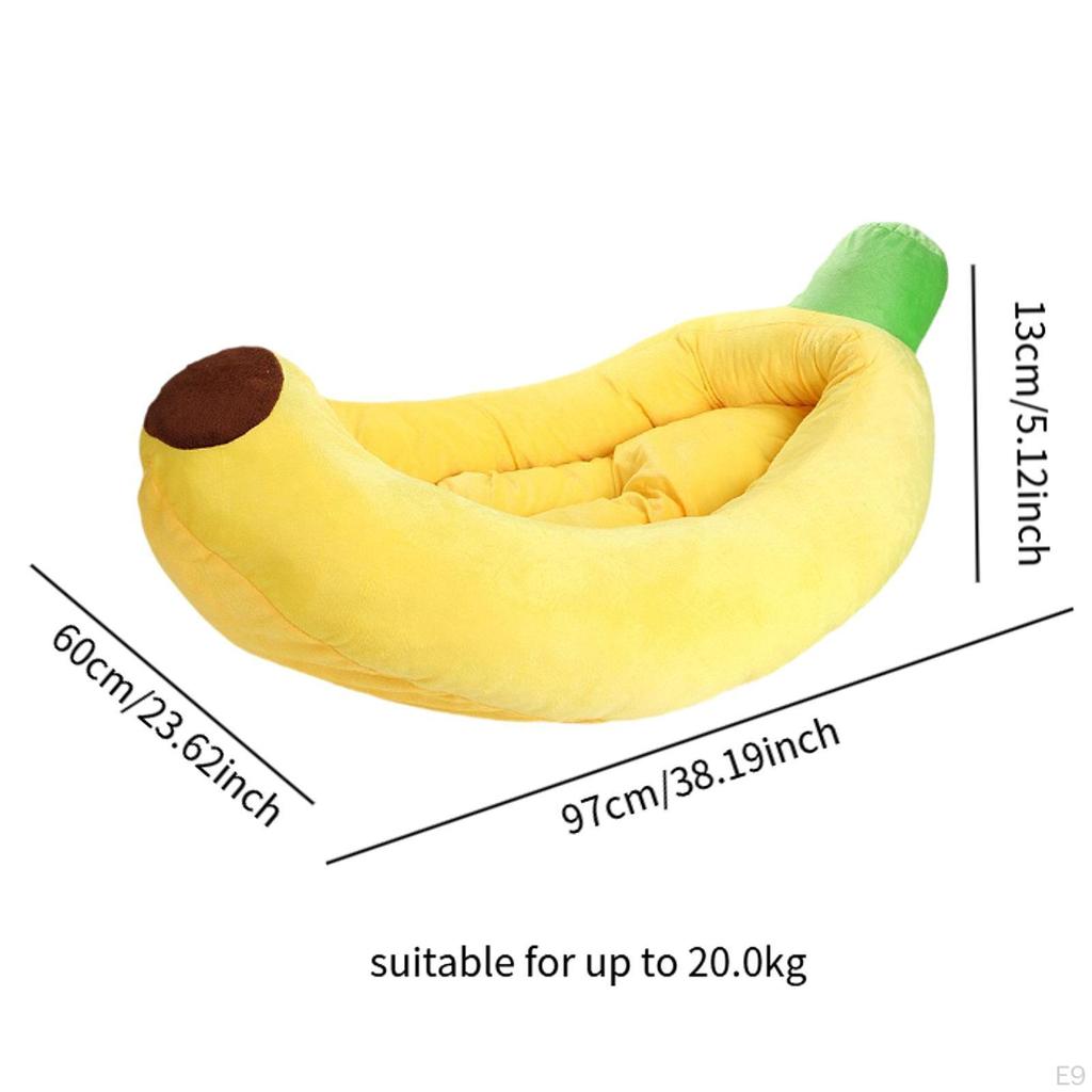 Dog Bed Pet Banana Shape Plush Machine Washable Breathable Animal Puppy for Small