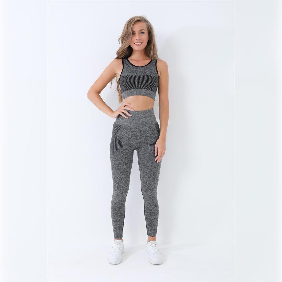 

Melange Detailed Seamless Shaping Sports Leggings XS/S чорний
