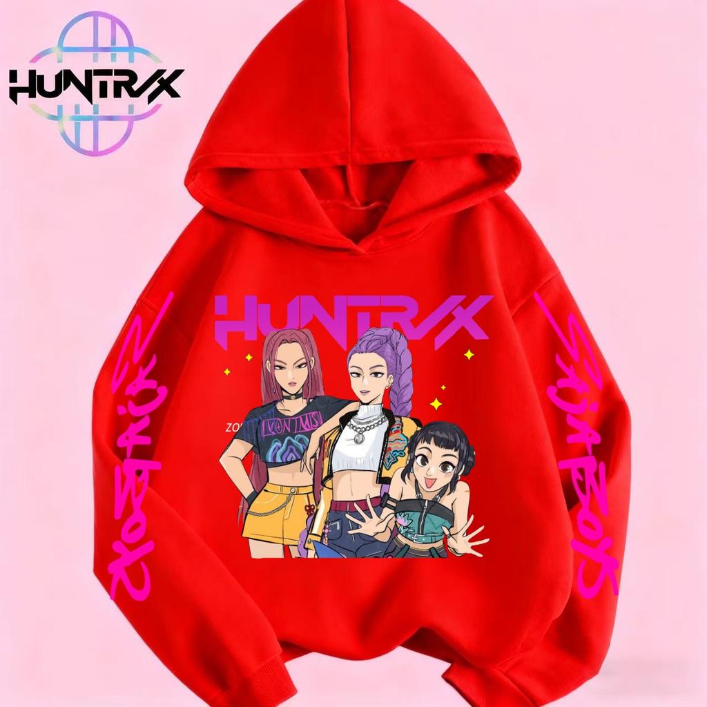 HUNTRIX SAJABOYS K-POP Group Boy Girl Pullovers Hoodie Outdoor Street Sports Casual Loose Children Long-sleeve Warm Sweatshirt