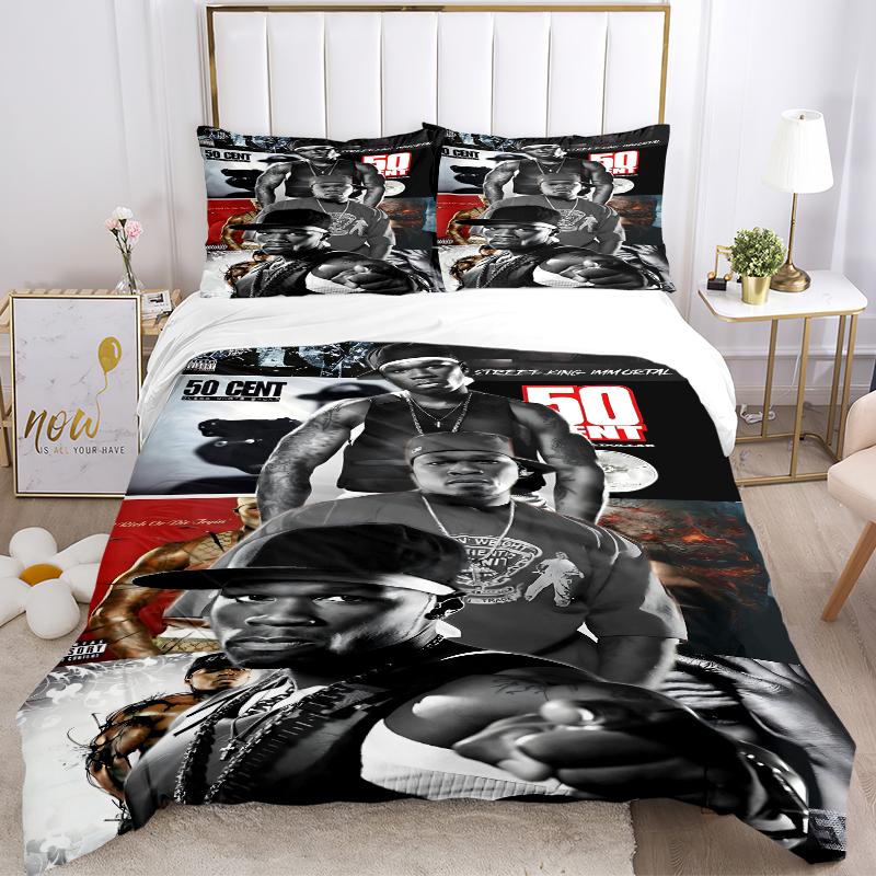 3Pcs 50 Cent Street Immortal Album Artwork Bedding Sets For All Sizes New 3D Printed Bed Cover Comforter Duvet Cover Pillowcase Bedroom Decoration
