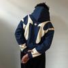 Y2k Vintage Gotická Geometrická Vzorovaná Patchworková Mikina na Zip Pánská Ležérní Sportovní Oblečení Retro Oversized Volná Mikina Teplá Mikina
