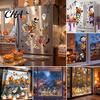 Electrostatic Glass Decals Halloween Window Clings, Pumpkins Skeletons Ghosts And Bats Print Decorative Festive Home Art Decals, PVC Static
