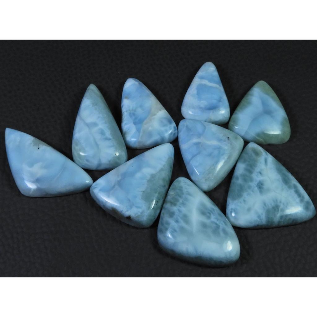 222Cts. Natural Larimar Pectolite Fancy Cabochon Loose Gemstone 09 Pcs Lot C-849
