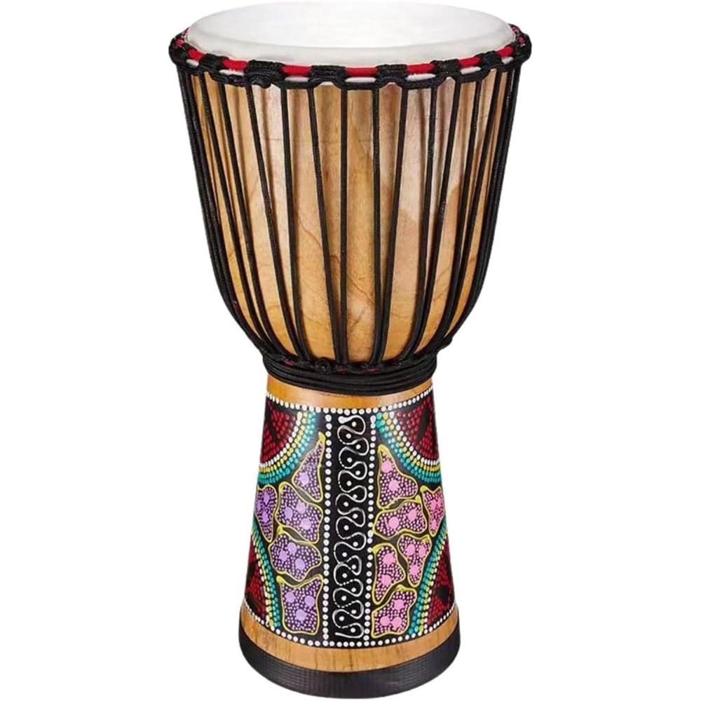 Djembe Ethnic Musical Instrument Toy Home Drum Percussion Sheepskin Durable Hand-Painted Pattern Bright Tone Suitable for Adults and Beginners Large