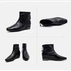Johnature Genuine Leather Pleated Height-increasing Short Boots Retro Versatile Square Toe Women's Shoes