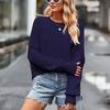 Ladies Autumn Winter Lantern Sleeve Round Collar Pullover Warm Solid Color Knitted Sweater Knitwear Top