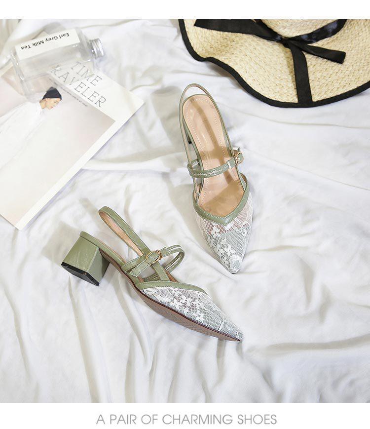 

Большой размер 42/43 кружевные вышитые цветочные сандалии женские с вырезами на толстом высоком каблуке туфли женские с острым носком дышащие сетчатые сандалии 5 светло-зеленый