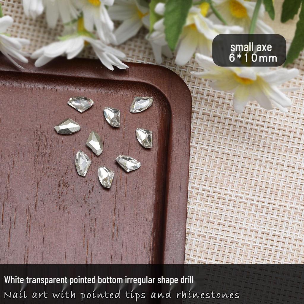 Nail Art Rhinestones: Transparent Pointed Hearts, Axe Heads, Square Rock Candy - Super Shiny Press-on Decorations